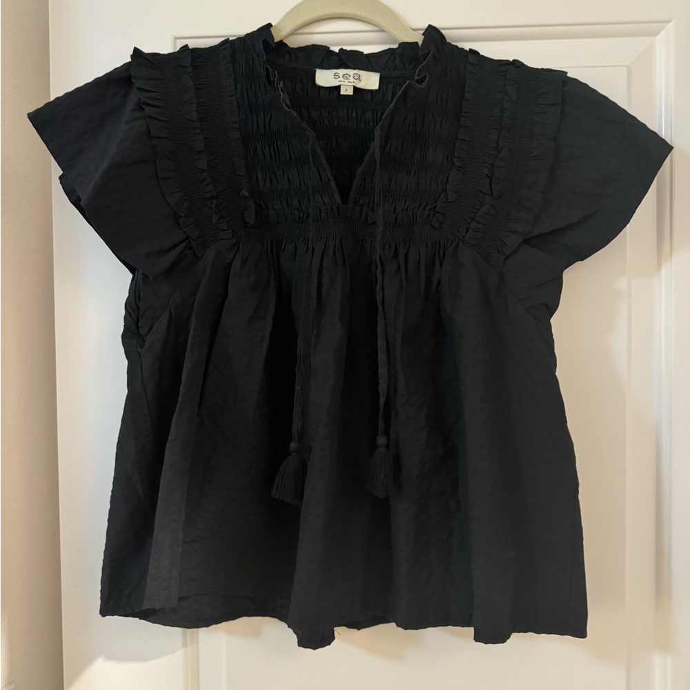 Sea NY flutter sleeve cotton top